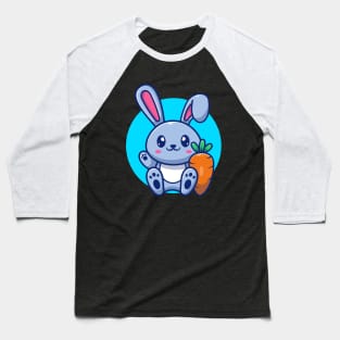 Cute Rabbit Sitting With Carrot Cartoon Baseball T-Shirt